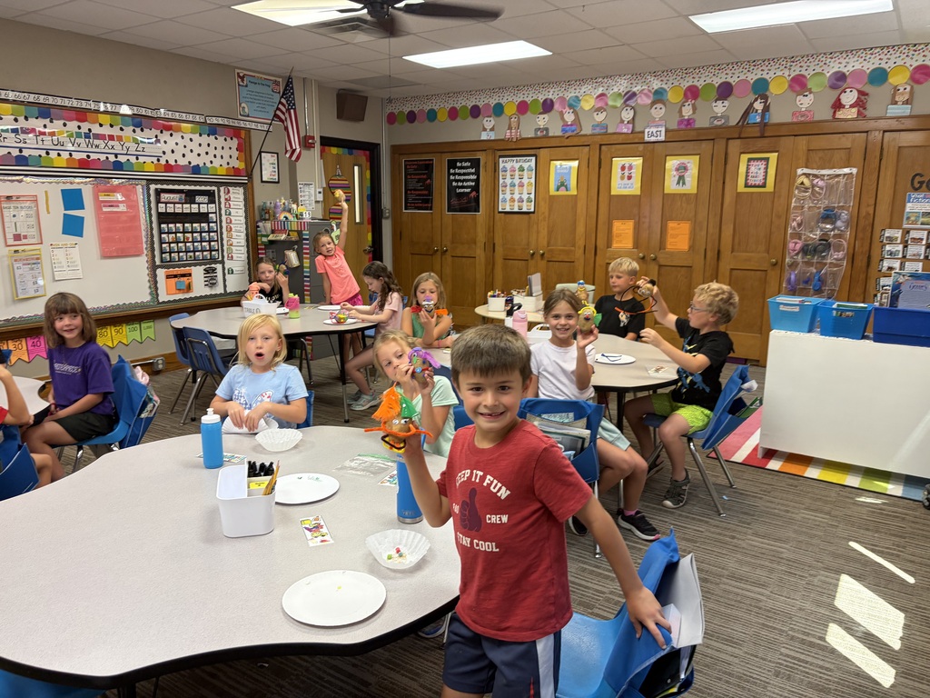2nd grade students with their potato creations