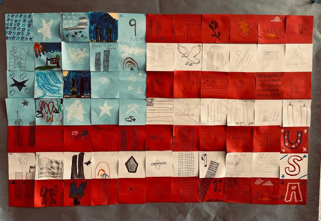 Sticky note American Flag 9/11 remembrance