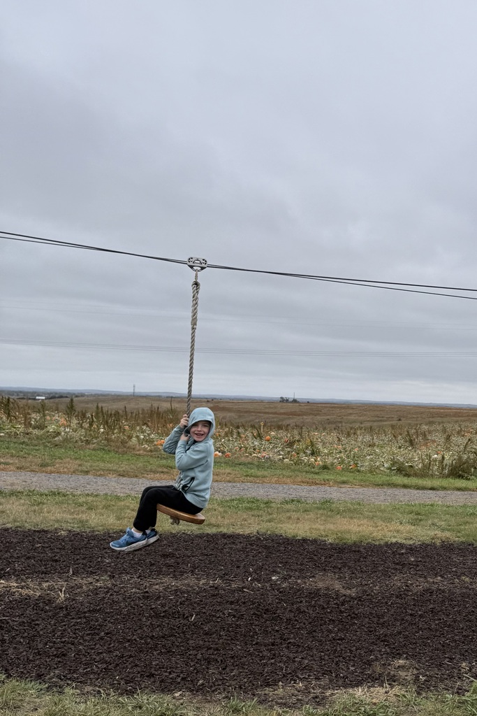 Student on zip line