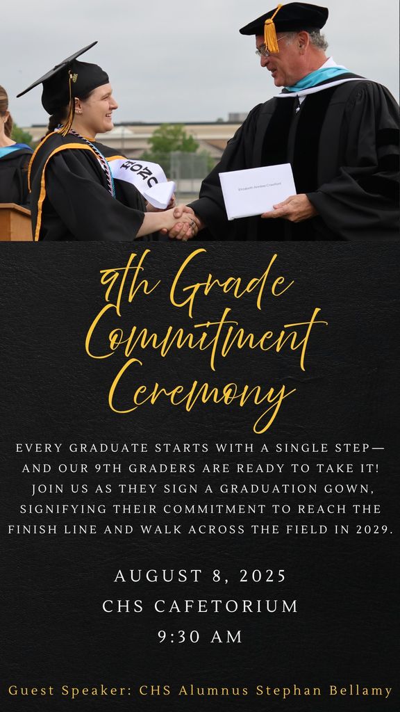 🎓🐾💛🖤 Claxton High School Tigers proudly invite you to our 🎉 9th Grade Commitment Ceremony! 🎉  📅 Date: August 8, 2025 🕤 Time: 9:30 AM 📍 Location: CHS Cafetorium  We're thrilled to welcome families as we celebrate the beginning of the high school journey for our Class of 2029! 🎓✨  🎤 Special Guest Speaker: CHS alumnus & Class of 2025 Vanderbilt University graduate — Stephan Bellamy! 🧠🏅  Join us as we embrace the Black & Gold spirit and encourage our Class of 2029 to commit to excellence, growth, and Tiger pride! 🐅💪  #CHSTigers #BlackAndGold #CommitToSuccess #ClassOf2029 #TigerPride #CHSFamily #FutureReady