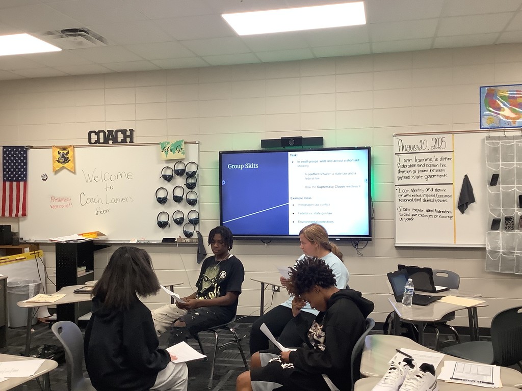 🎭📚 Claxton High School students in Coach Lanier's Government classes took learning to the stage! Students were tasked with writing and acting out skits to demonstrate their understanding of the Supremacy Clause.  Using real-world topics they showed how conflicts can arise between state and federal laws—and how the Constitution remains the ultimate law of the land.⚖️  This engaging project also sets the stage for their next unit: the process of amending the Constitution.  Way to go, Tigers! 🐯🖤💛 #ClaxtonHigh #TigerPride #GovernmentClass #LearningInAction #SupremacyClause