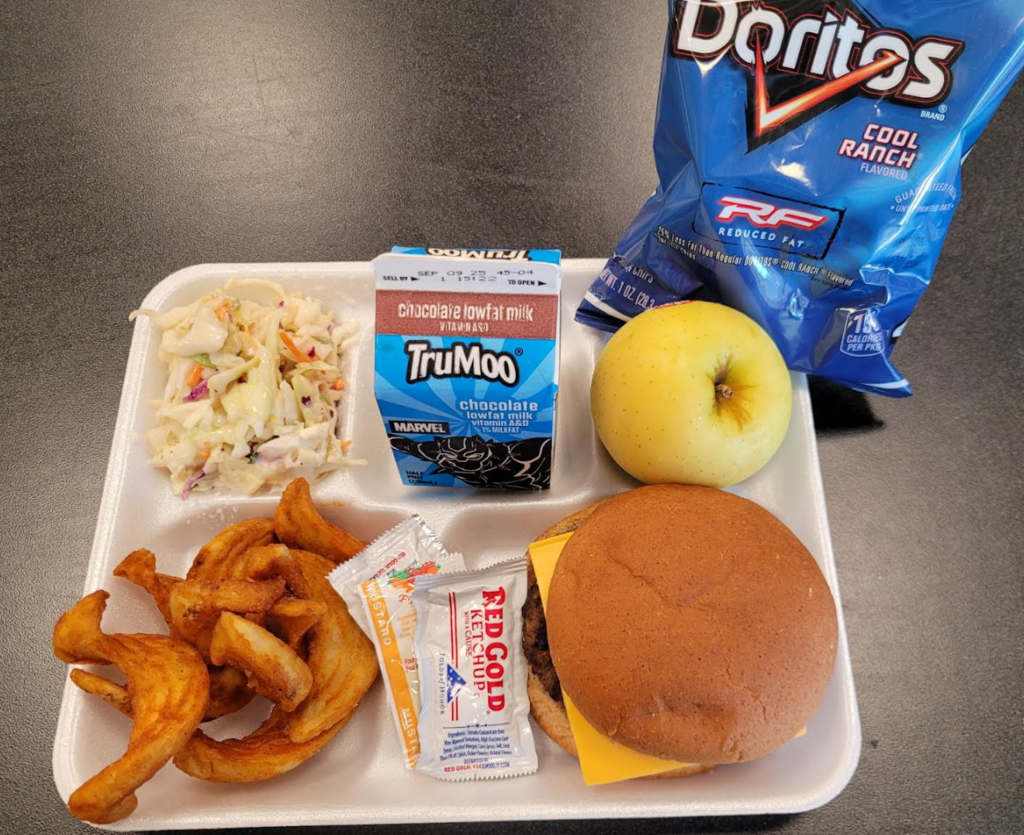 Cheesburger Meal served at the CMS/CHS Cafeteria
