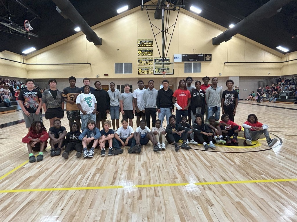 CMS Football Team at a pep rally