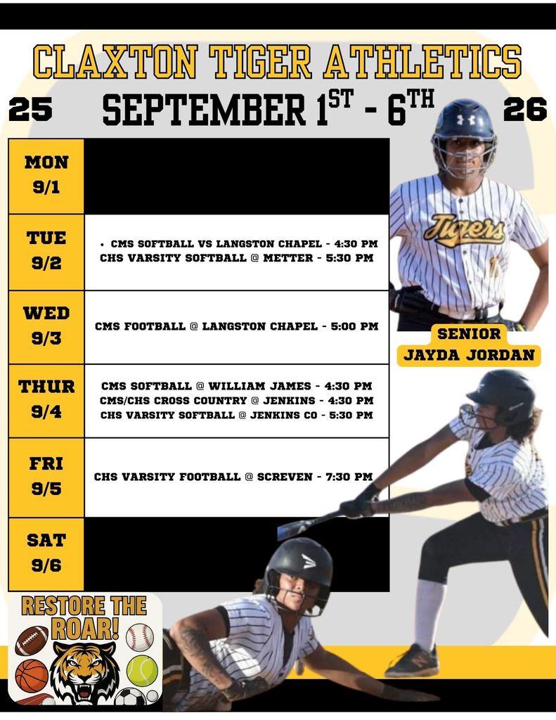 Senior Jayda Jordan photos with weekly athletic schedule