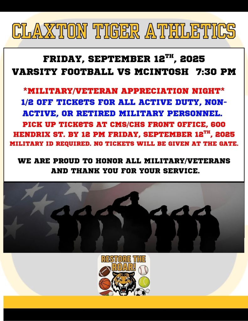 Military-Veterans Appreciation Night to honor all personnel for their service