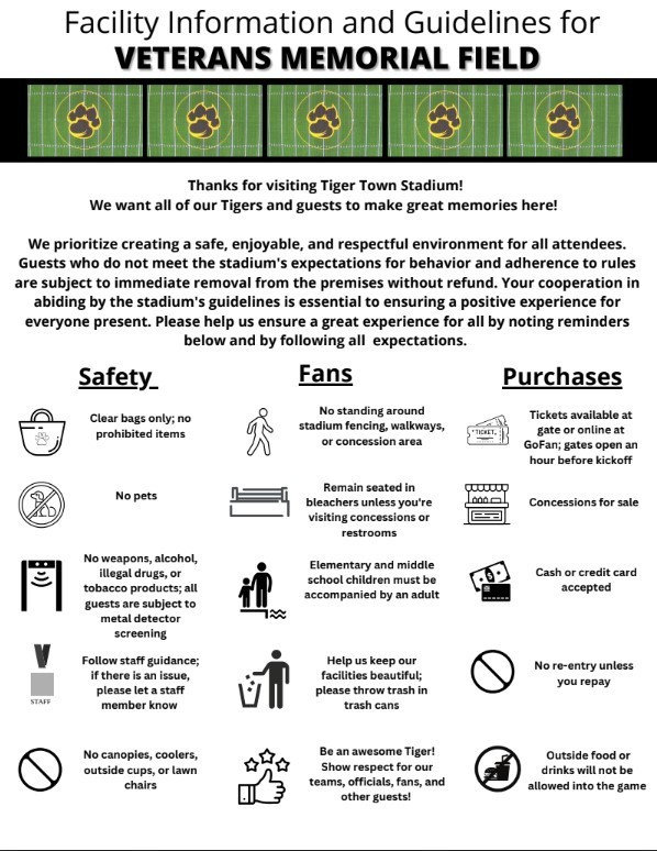 Veterans Memorial Field Facility Information and Guidelines