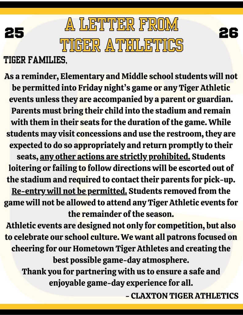 A Letter From Tiger Athletics 