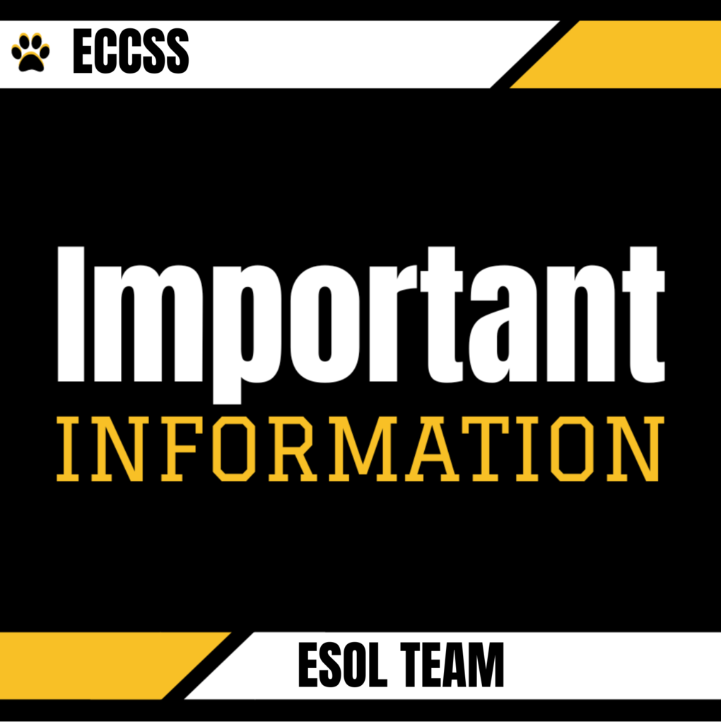 Reminder...ESOL Open House, September 16th 5:30 PM CES Cafeteria