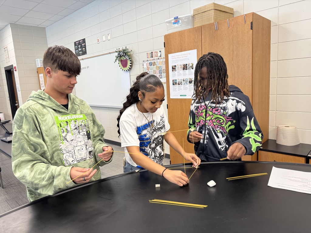 Image showing 🌟 Students in Mrs. Hendrix’s High School Transition class put their employability skills to the test with the Spaghetti & Marshmallow Tower Challenge! 🍝✨ This hands-on activity focused on teamwork, problem-solving, and communication—key skills that prepare our students for success beyond the classroom. 💡🙌 #TigerPride #EmployabilitySkills #Teamwork #TheDen