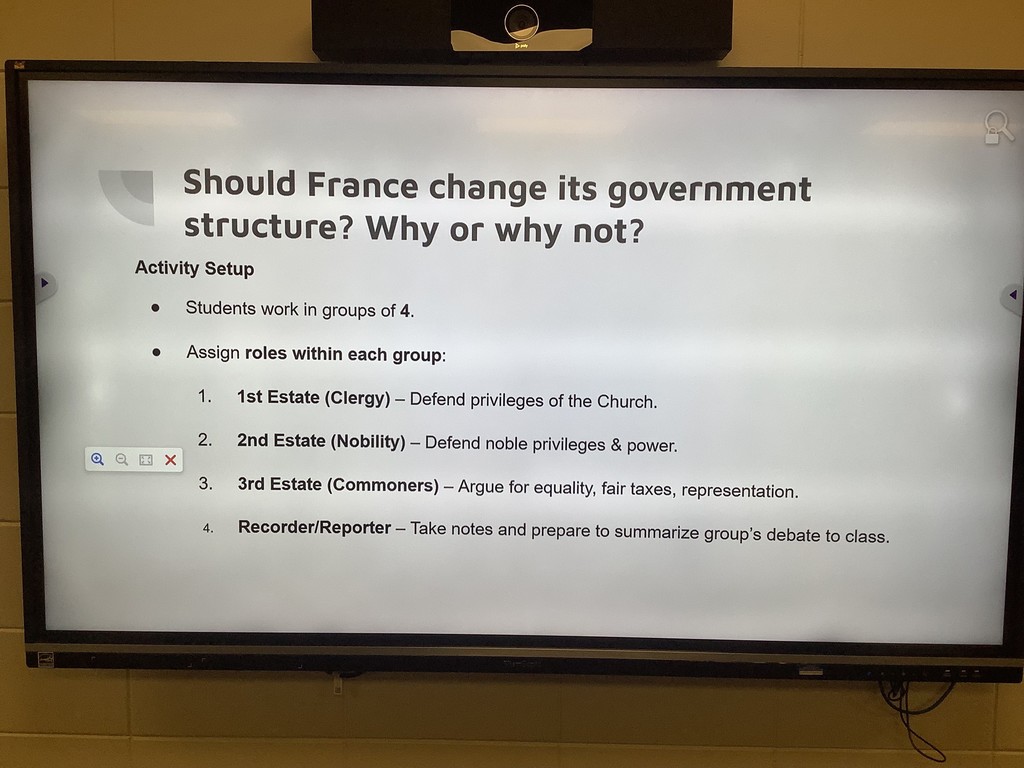 Image showing 👏📚 Students in Coach Lanier's Advanced World History class stepped back in time to the French Revolution!✨ They each took on roles as members of the Three Estates — the clergy, the nobles, and the commoners. After researching their roles, students came together in groups to defend their stances and explain the arguments and discontent that fueled one of history’s most pivotal revolutions. 💬⚖️ We are proud of our Claxton High School Tigers for diving deep into history while showing off their black & gold spirit! 🖤💛🐅 #ClaxtonTigers #WorldHistory #FrenchRevolution #TigerPride #BlackAndGold #HandsOnLearning #CHS