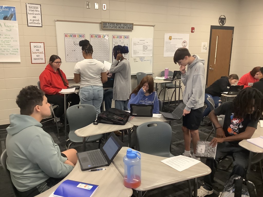 Image showing 👏📚 Students in Coach Lanier's Advanced World History class stepped back in time to the French Revolution!✨ They each took on roles as members of the Three Estates — the clergy, the nobles, and the commoners. After researching their roles, students came together in groups to defend their stances and explain the arguments and discontent that fueled one of history’s most pivotal revolutions. 💬⚖️ We are proud of our Claxton High School Tigers for diving deep into history while showing off their black & gold spirit! 🖤💛🐅 #ClaxtonTigers #WorldHistory #FrenchRevolution #TigerPride #BlackAndGold #HandsOnLearning #CHS