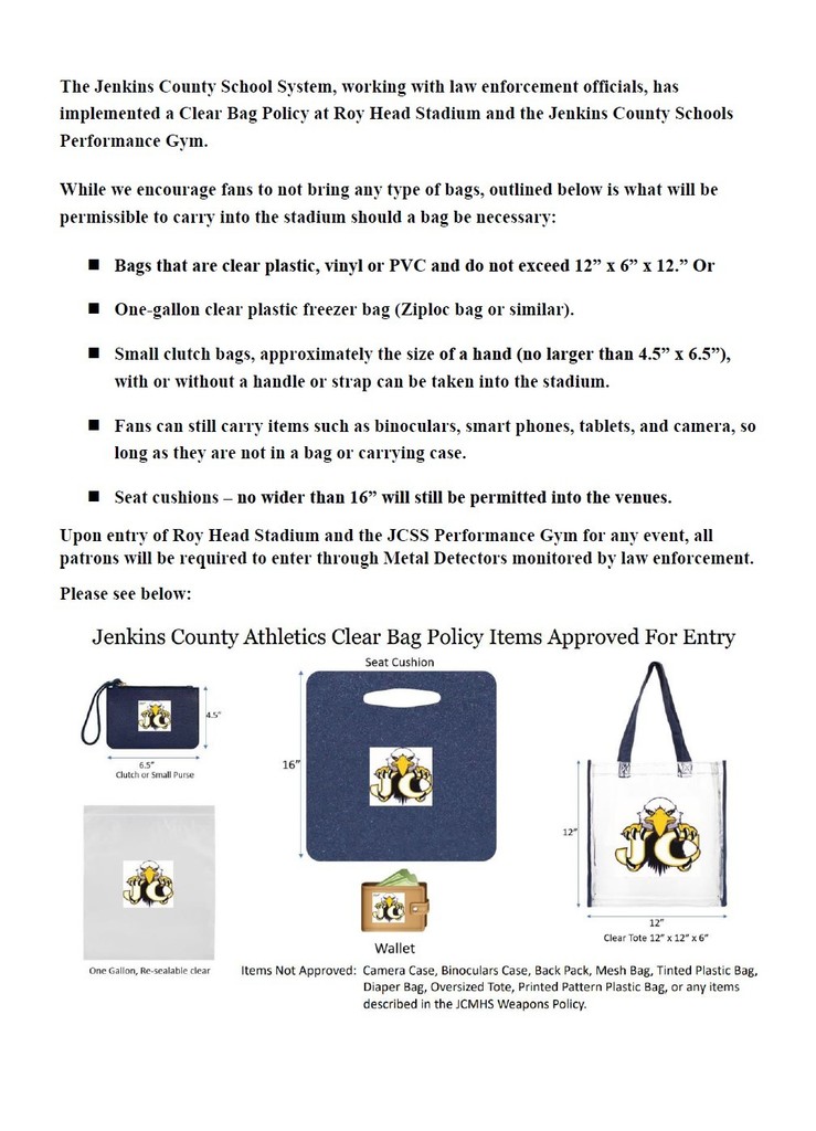 JENKINS CO POLICIES FOR AWAY GAME TODAY