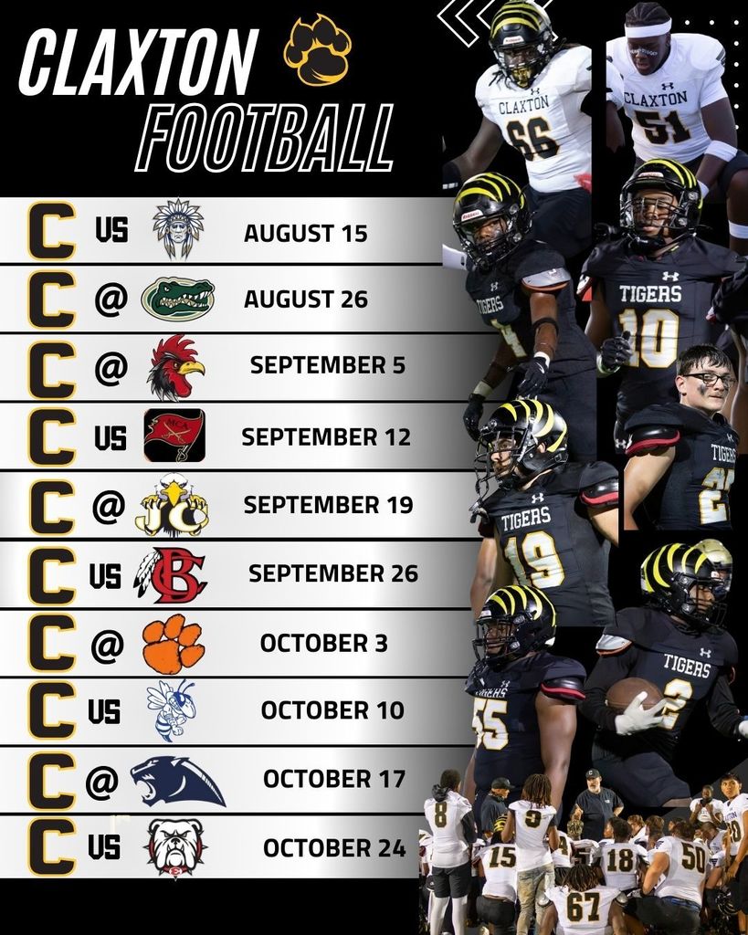 Claxton Football Schedule with Seniors