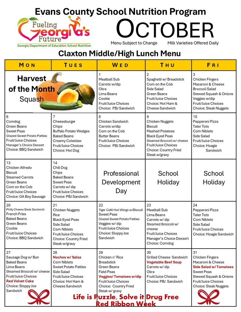 CMS/CHS Lunch Menu