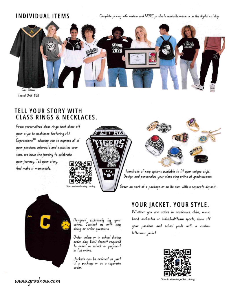 Image about 🎓✨ Class of 2026! ✨🎓 If you missed the Senior Information Meeting with Herff Jones on 🗓️ Wednesday, September 24, 2025 during Tiger Time 🖤💛, don’t worry — check out the attached flyers 📄. They’re also posted in the Class of 2026 Google Classroom 💻. 📌 Herff Jones representatives will be on campus during both CHS lunches on 🗓️ Wednesday, October 1, 2025 to take orders for caps and gown, as well as other Class of 2026 items, 📝 and answer any questions. 🐅#GoTigers #ClassOf2026 #SeniorYear #TigerPride #BlackAndGold #HerffJones