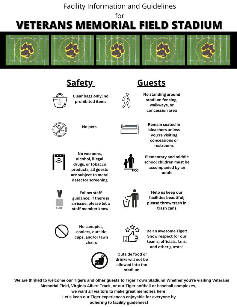 VETERANS MEMORIAL FIELD FACILITY INFO AND GUIDELINES