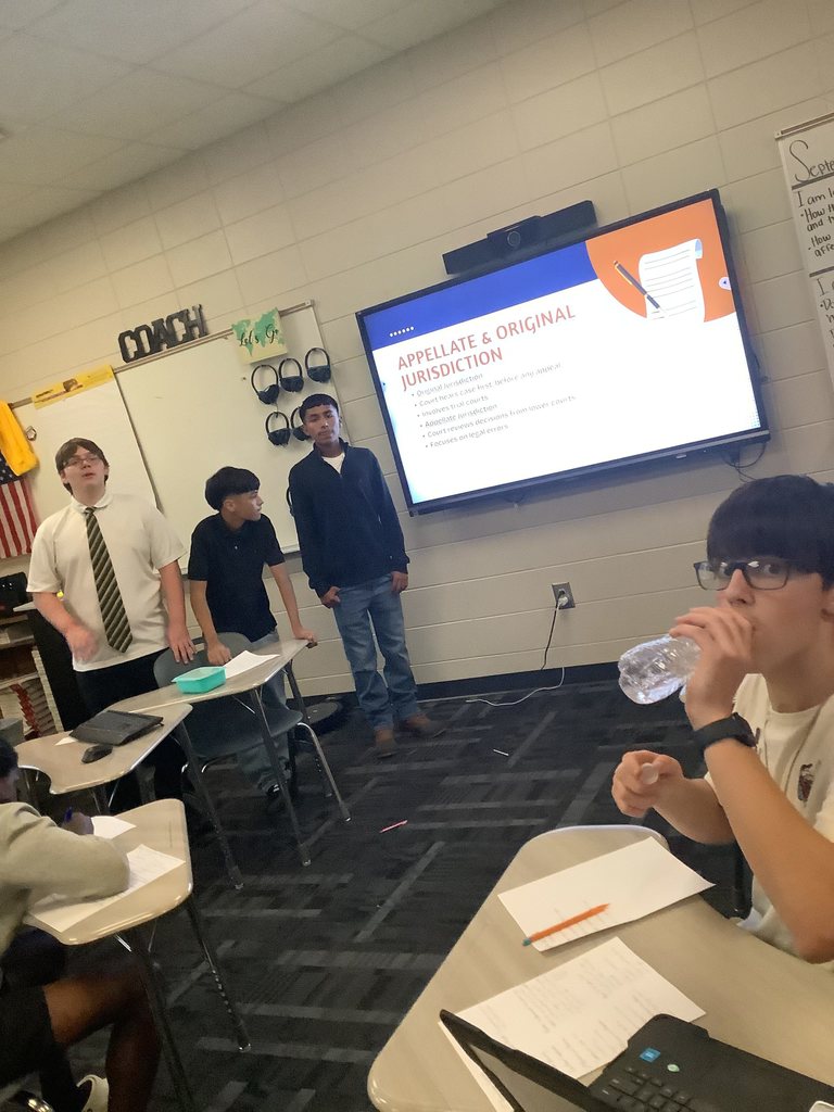 Image showing 📚✨ Our Government students FLIPPED the classroom this week! Instead of just sitting back and listening, they became the teachers—planning lessons, leading activities, and even creating assessments for their peers. 👩‍🏫👨‍🏫  This project gave students the chance to take ownership of their learning, strengthen communication & teamwork, and engage deeply with content they’ll see again on benchmarks. 💡🙌  They taught each other: 🏛 Legislative Branch – Bicameral legislature & how a bill becomes a law 🇺🇸 Executive Branch – Roles of the president & the line of succession ⚖️ Judicial Branch – Court jurisdiction & judicial activism vs. restraint  We’re so proud of the creativity, leadership, and collaboration our students demonstrated! 🐾💛🖤  #TheDen #ClaxtonHighSchool #BlackAndGold #StudentLeaders #ActiveLearning #CHSGovernment