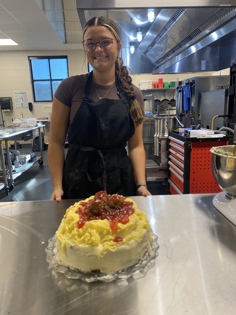 Gabby Francis and her spaghetti cake