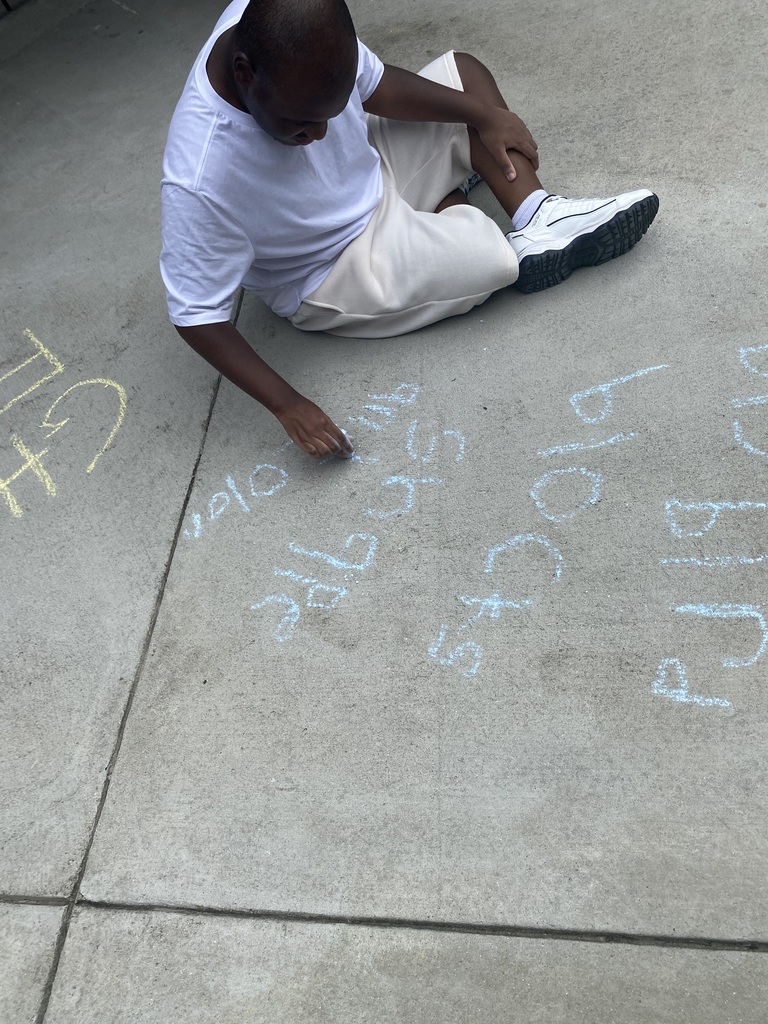 Image showing 🖍️🤩 CHS students in Ms. Johnson's and Ms. McNeal's class took to the sidewalks, using sidewalk chalk to express themselves.🤩🖍️ #ExpressYourself #StudentLife #OutdoorFun #ImaginationUnleashed