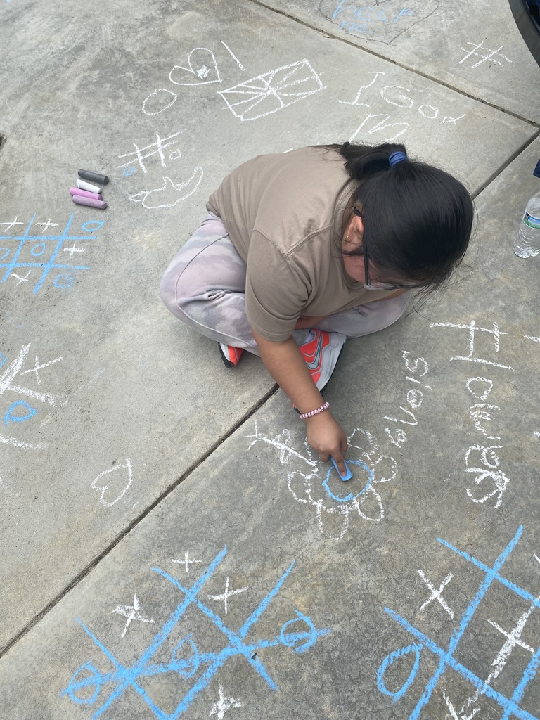 Image showing 🖍️🤩 CHS students in Ms. Johnson's and Ms. McNeal's class took to the sidewalks, using sidewalk chalk to express themselves.🤩🖍️ #ExpressYourself #StudentLife #OutdoorFun #ImaginationUnleashed