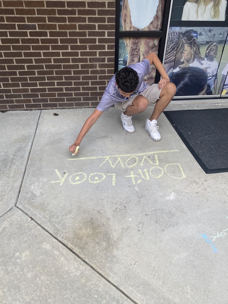 Image showing 🖍️🤩 CHS students in Ms. Johnson's and Ms. McNeal's class took to the sidewalks, using sidewalk chalk to express themselves.🤩🖍️ #ExpressYourself #StudentLife #OutdoorFun #ImaginationUnleashed