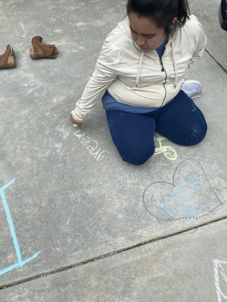 Image showing 🖍️🤩 CHS students in Ms. Johnson's and Ms. McNeal's class took to the sidewalks, using sidewalk chalk to express themselves.🤩🖍️ #ExpressYourself #StudentLife #OutdoorFun #ImaginationUnleashed