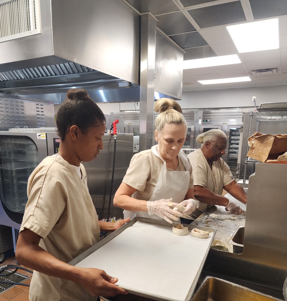 The school nutrition staff at Claxton Elementary has been hard at work today making cinnamon rolls for tomorrow.