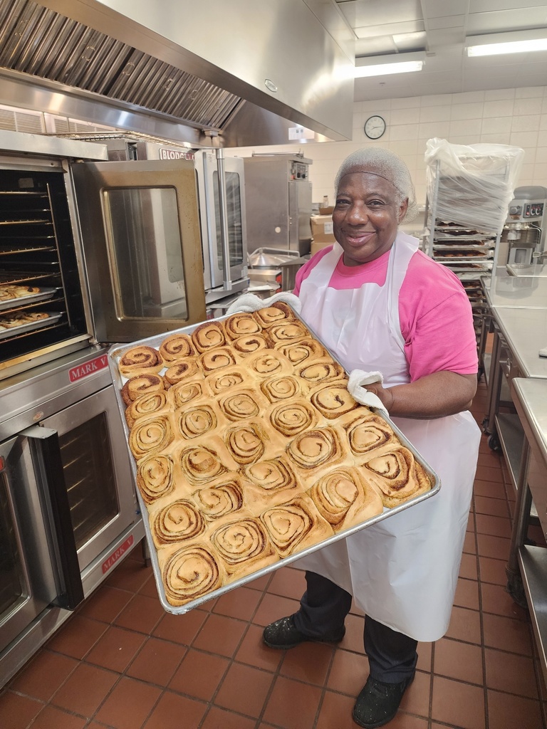 The school nutrition staff in the Claxton Middle/High School kitchen have been hard at work today making cinnamon rolls for tomorrow.
