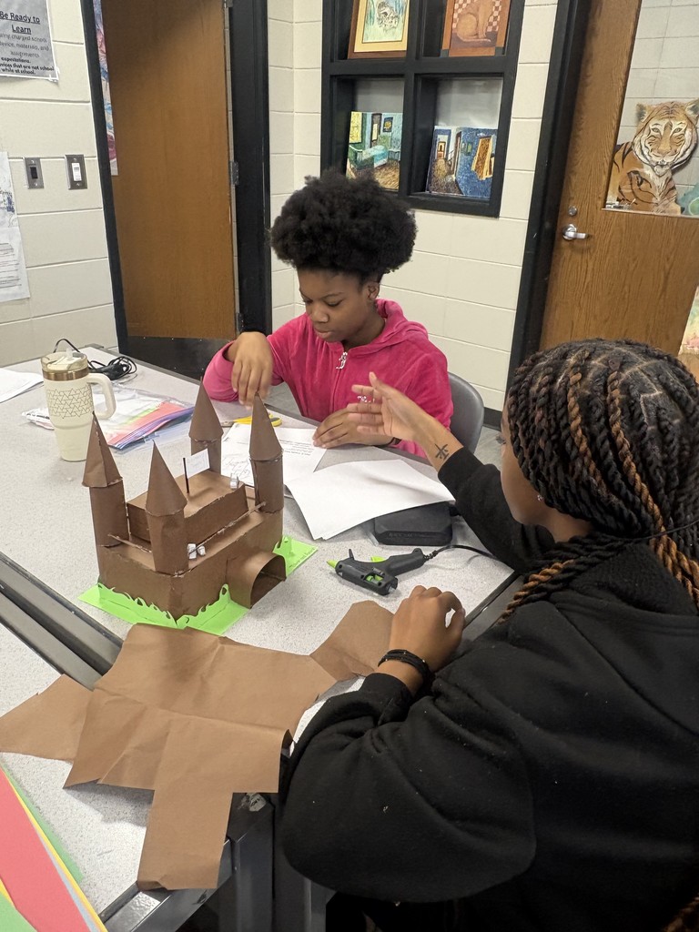 Image showing Geometry Comes to Life! 🏰🐉  Students in Mrs. Selph's, Mrs. Cook's, and Mrs. Francis's Geometry classes recently wrapped up an exciting hands-on project that combined math, storytelling, and design!  Using their knowledge of volume, surface area, and dilations, students created custom 3D castles and critters from self-designed nets. Each model was paired with a unique narrative story, bringing their mathematical creations to life through creativity and imagination. This project truly shows that math is all around us! 📐✨  #Geometry #MathIsFun #VolumeAndSurfaceArea #Dilations #HandsOnLearning 🖤💛