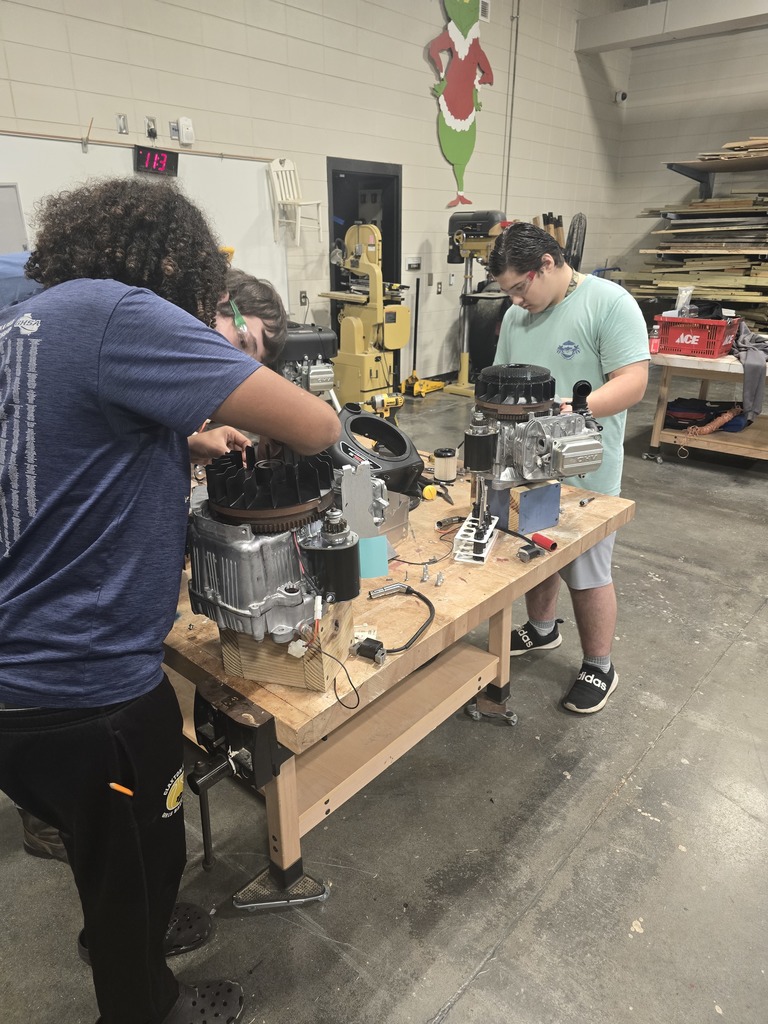 Image showing Future Mechanics at Work! 🔧🚜 Mr. Turner's Agriculture Mechanics class is getting deep into the inner workings of an engine! Students are gaining invaluable hands-on experience by learning how to disassemble an engine completely, understand its components, and then reassemble it correctly. 💡 This essential skill teaches precision, problem-solving, and the foundational engineering principles required for success in agricultural equipment maintenance. Great job, mechanics! #TheDEN #AgMechanics #EngineRepair #HandsOnLearning #SkilledTrades #MrTurnersClass 🖤💛