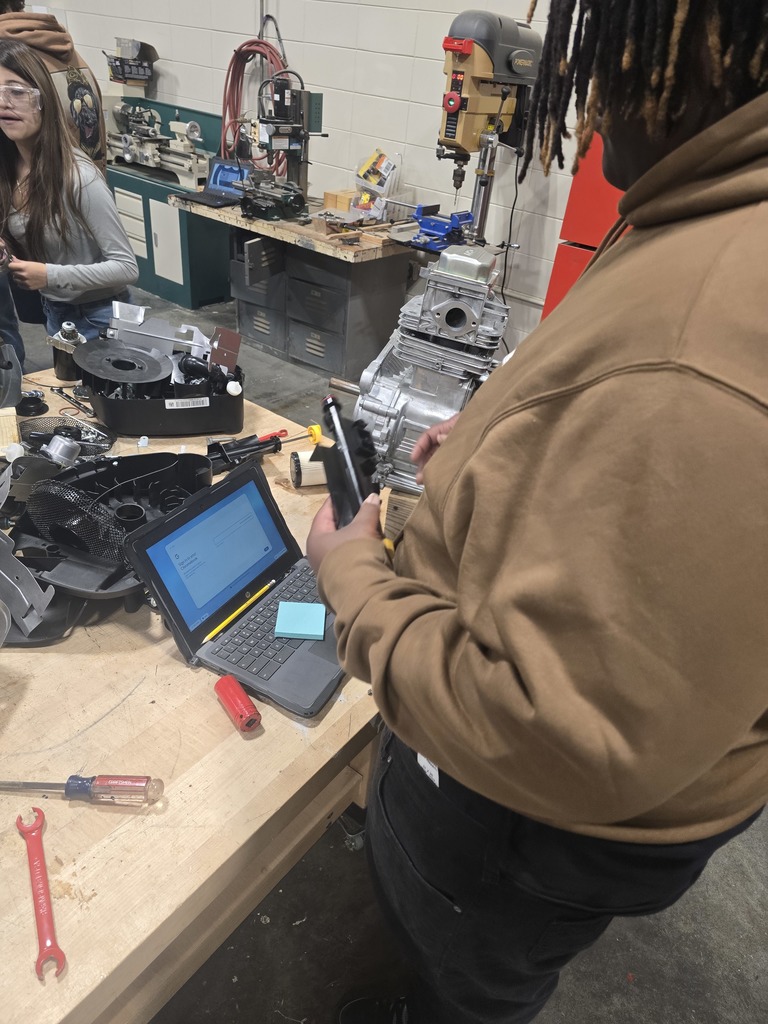 Image showing Future Mechanics at Work! 🔧🚜 Mr. Turner's Agriculture Mechanics class is getting deep into the inner workings of an engine! Students are gaining invaluable hands-on experience by learning how to disassemble an engine completely, understand its components, and then reassemble it correctly. 💡 This essential skill teaches precision, problem-solving, and the foundational engineering principles required for success in agricultural equipment maintenance. Great job, mechanics! #TheDEN #AgMechanics #EngineRepair #HandsOnLearning #SkilledTrades #MrTurnersClass 🖤💛