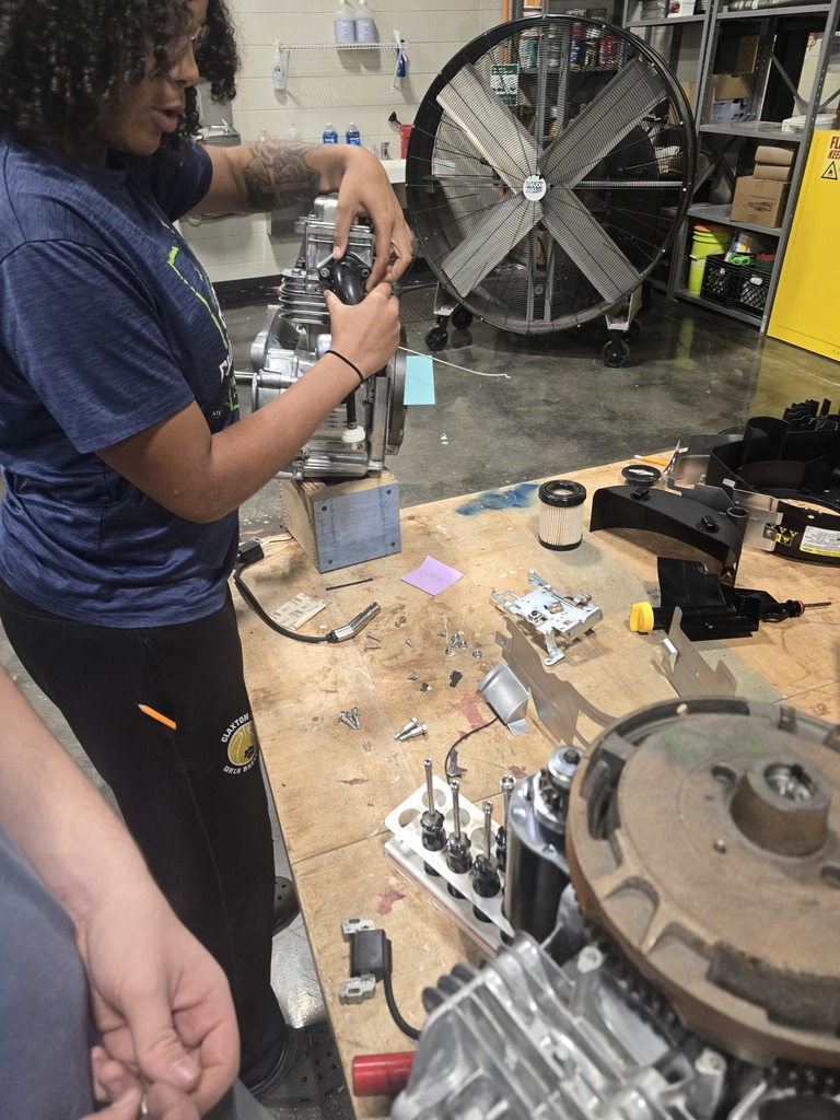 Image showing Future Mechanics at Work! 🔧🚜 Mr. Turner's Agriculture Mechanics class is getting deep into the inner workings of an engine! Students are gaining invaluable hands-on experience by learning how to disassemble an engine completely, understand its components, and then reassemble it correctly. 💡 This essential skill teaches precision, problem-solving, and the foundational engineering principles required for success in agricultural equipment maintenance. Great job, mechanics! #TheDEN #AgMechanics #EngineRepair #HandsOnLearning #SkilledTrades #MrTurnersClass 🖤💛