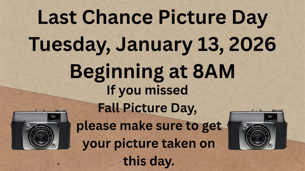 CMS Make-Up Picture Day is January 13th