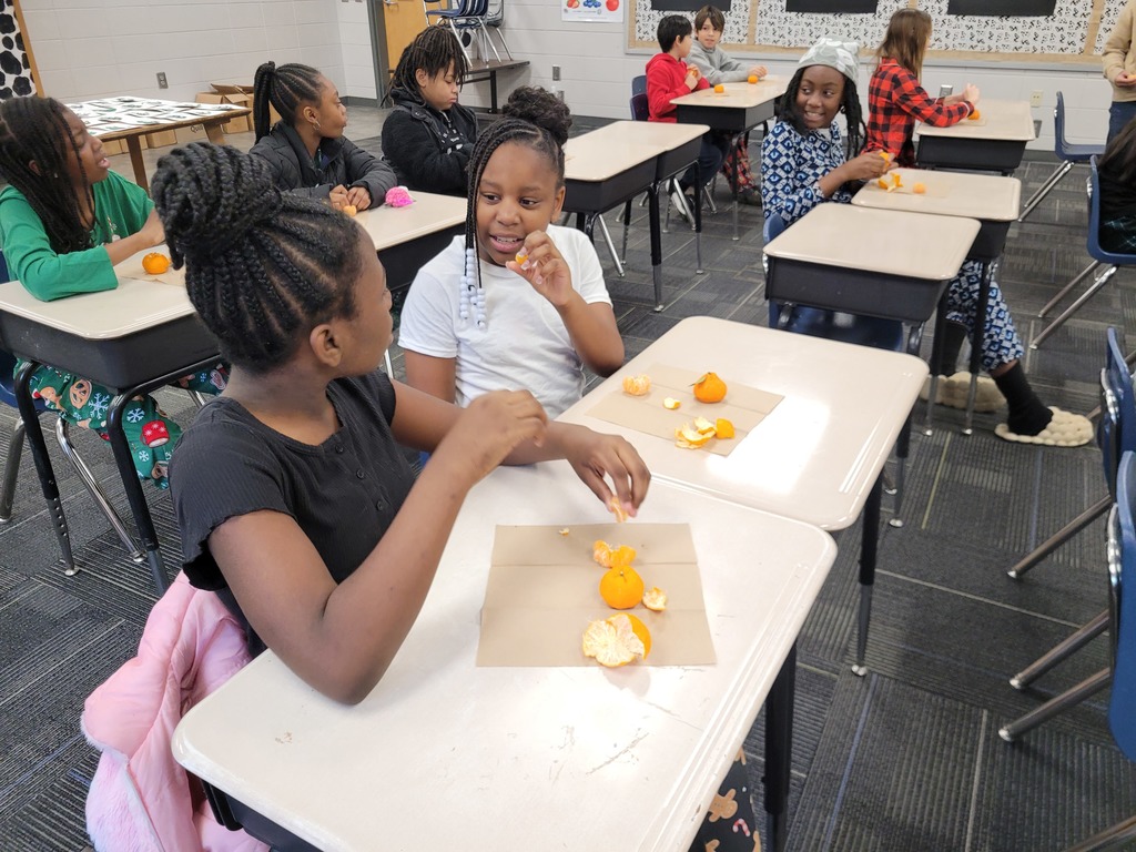 Pictures of Harvest of the Month citrus lesson in Ms. Kearney's class.