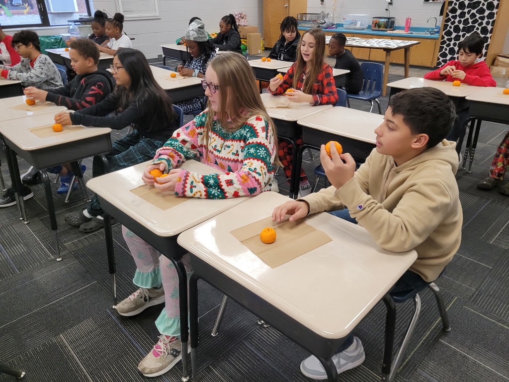 Pictures of Harvest of the Month citrus lesson in Ms. Kearney's class.