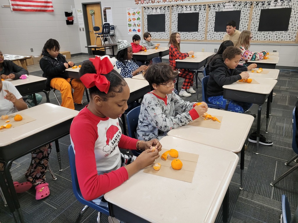 Pictures of Harvest of the Month citrus lesson in Ms. Kearney's class.