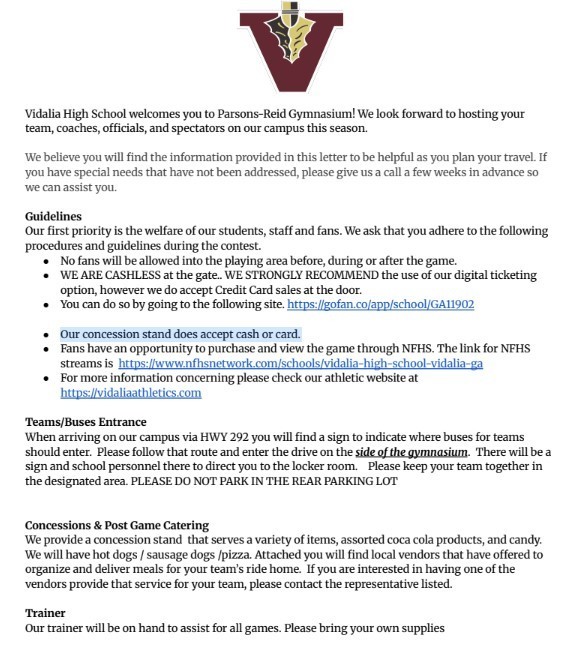 Vidalia High Basketball Information