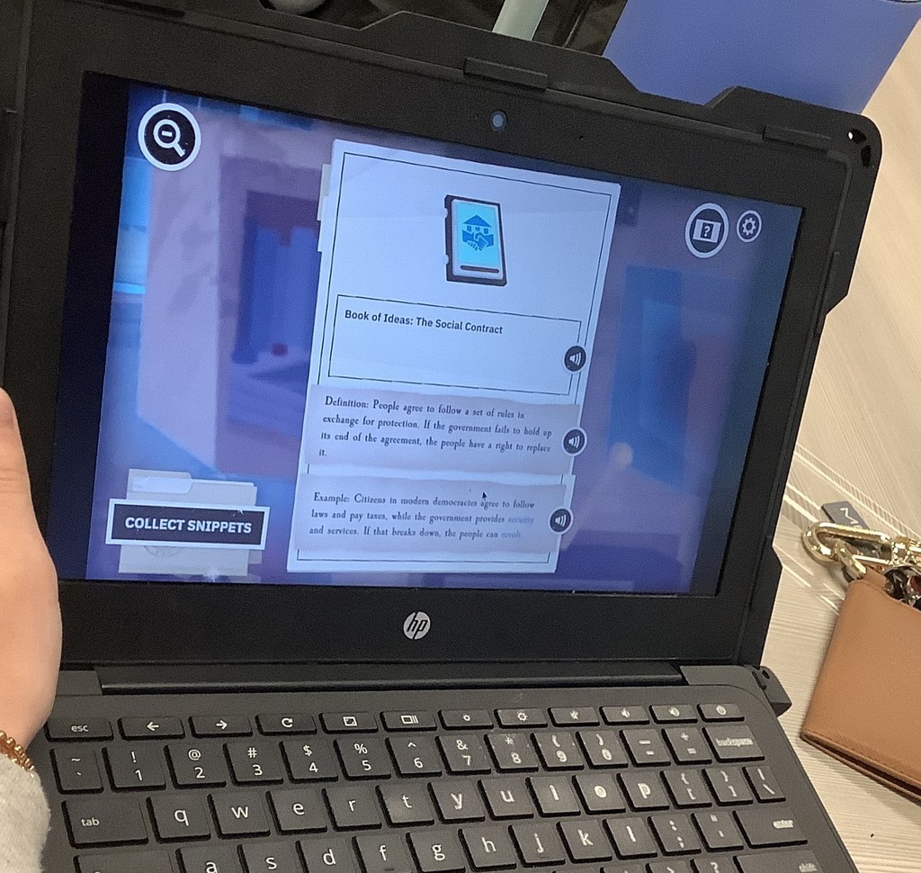 Students using iCivics for a task in class.