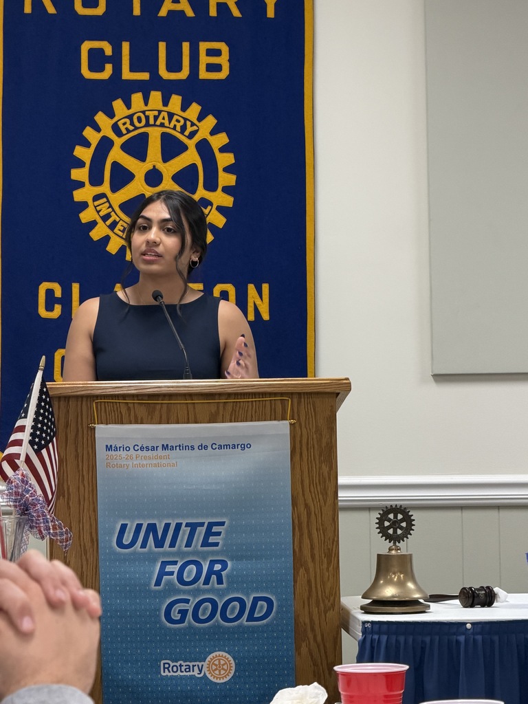 Image showing 🎤 Victory at the Rotary Speech Contest! 🏆 We are beaming with pride for our Tigers who competed in the Claxton Rotary Club Speech Contest! Our students took the stage to deliver powerful messages centered around this year's themes: "Unite for Good" and the "4-Way Test."  Please join us in celebrating the winners:  1st Place: Tiya Patel (CHS Senior)  2nd Place: Allisson Martinez (CHS Sophomore)  3rd Place: Jillian Harvey (Pinewood Christian Academy Junior)  4th Place: Kamryn Carter (CHS Senior)  This competition helps students become leaders who communicate with purpose and integrity. We are so proud of our Tigers for rising to the challenge! 🐯🖤💛  A special thank you to our local Rotary Club for sponsoring this competition and to Mrs. Holly Durrence as she supports our CHS contestants each year.  #RotaryClub #PublicSpeaking #UniteforGood #TigerPride