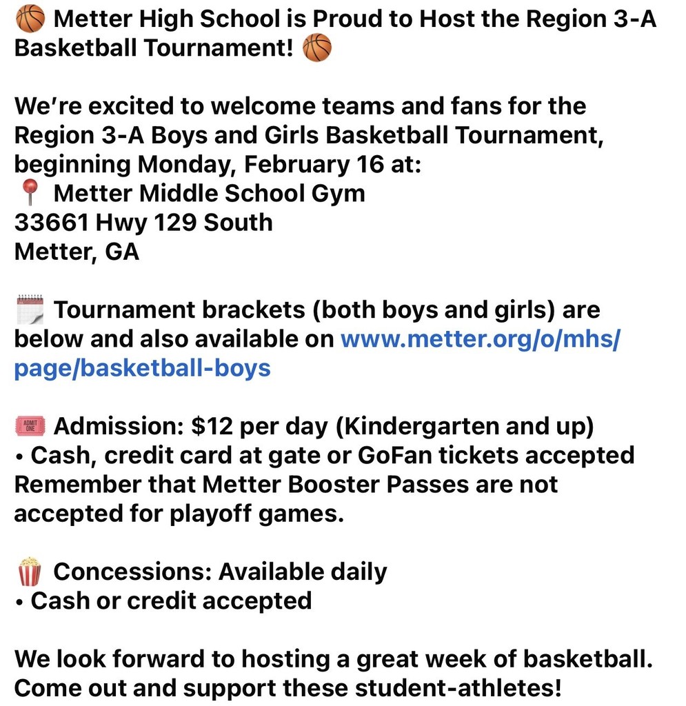 Image Showing Metter Basketball Playoff Information
