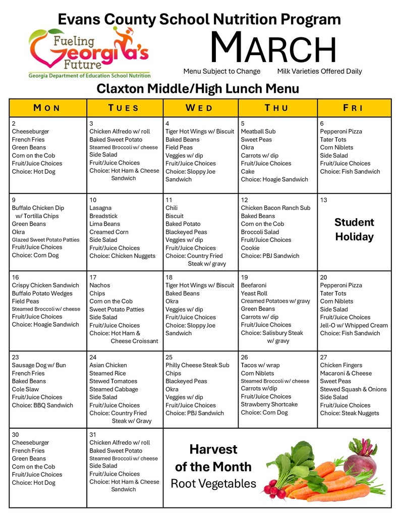 CMS/CHS Lunch Menu