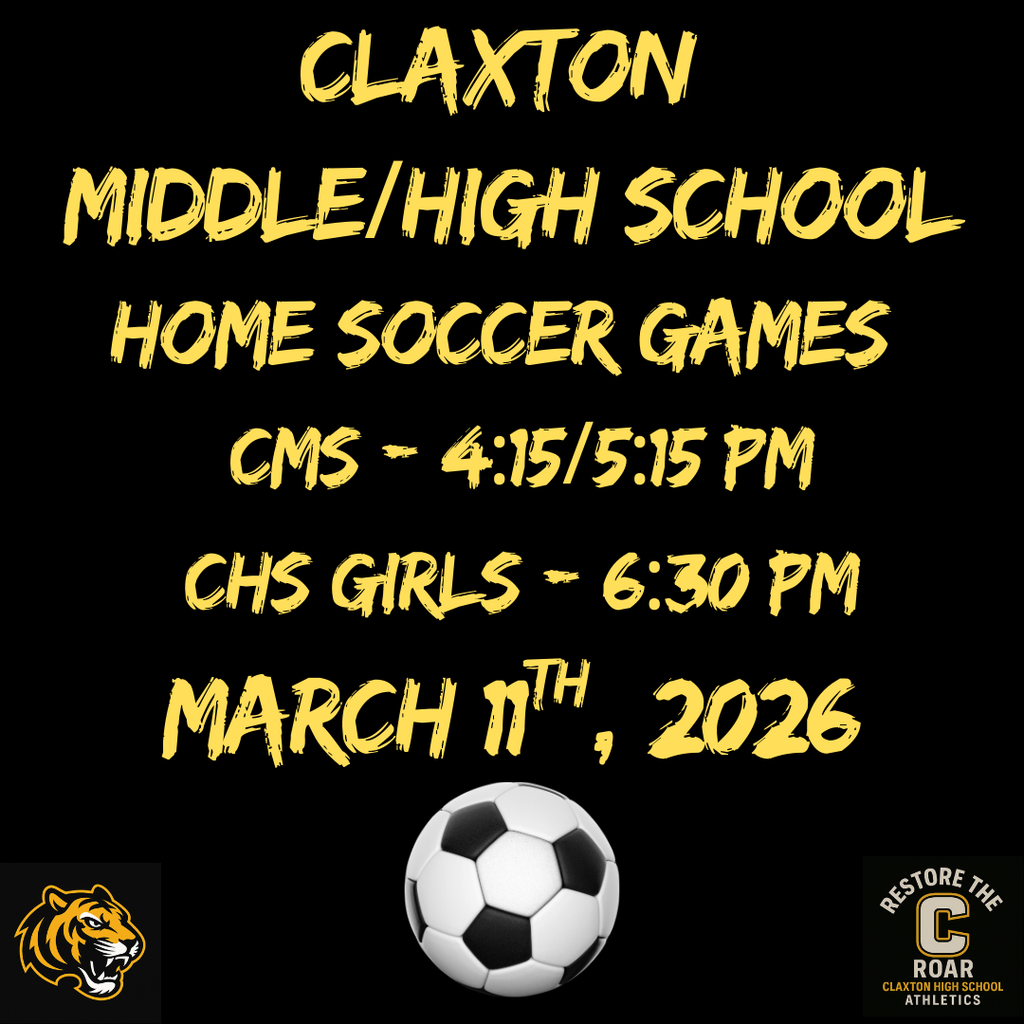 Claxton Middle School Soccer Game Update March 11th, 2026