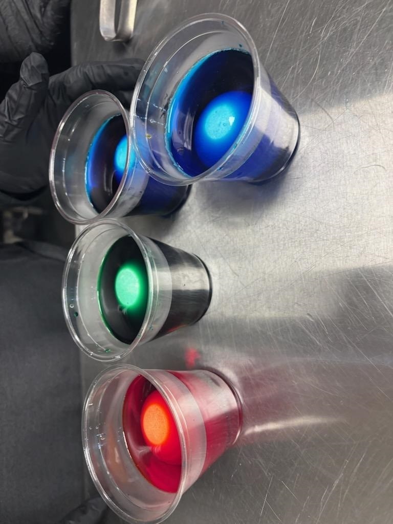 Students in the Year 1 Culinary Course helping the CMS-CHS staff dye eggs for lunch on Friday.