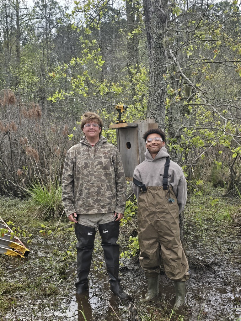 Image showing 🦆 New Five-Star Accommodations at the PFA: Ag Mechanics Builds Duck Boxes! 🪵 Our Ag Mechanics students are officially helping the local wildlife move into some prime real estate! The class completed and personally installed custom-built duck boxes at the Evans County Public Fishing Area (PFA). The students had the privilege of working alongside Caleb Mills, a Wildlife Technician at the PFA, to learn exactly where and how these boxes should be placed to best support local nesting waterfowl. This project was the perfect blend of classroom skill and environmental stewardship. What the Tigers Accomplished: Precision Woodworking: Building durable, weather-resistant duck boxes designed for the elements. Wood Preservation: Applying techniques to ensure the structures last for many seasons to come. Field Installation: Getting hands-on experience in the habitat, ensuring the boxes were securely and correctly positioned. Seeing their hard work move from the shop to the water was a proud moment for these students. A huge Thank You to Caleb Mills and the Evans County PFA team for letting our Tigers play a part in local conservation! 🐯🖤💛 #TheDEN #AgMechanics #DuckBoxes #WildlifeConservation #EvansCountyPFA #HandsOnLearning