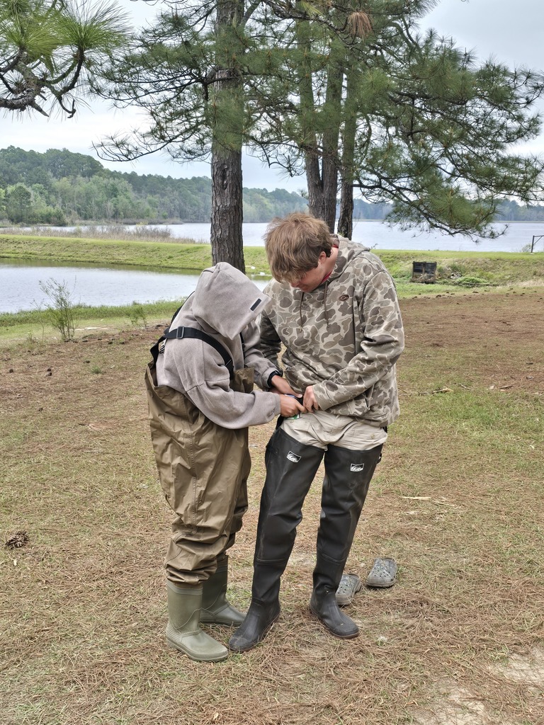 Image showing 🦆 New Five-Star Accommodations at the PFA: Ag Mechanics Builds Duck Boxes! 🪵 Our Ag Mechanics students are officially helping the local wildlife move into some prime real estate! The class completed and personally installed custom-built duck boxes at the Evans County Public Fishing Area (PFA). The students had the privilege of working alongside Caleb Mills, a Wildlife Technician at the PFA, to learn exactly where and how these boxes should be placed to best support local nesting waterfowl. This project was the perfect blend of classroom skill and environmental stewardship. What the Tigers Accomplished: Precision Woodworking: Building durable, weather-resistant duck boxes designed for the elements. Wood Preservation: Applying techniques to ensure the structures last for many seasons to come. Field Installation: Getting hands-on experience in the habitat, ensuring the boxes were securely and correctly positioned. Seeing their hard work move from the shop to the water was a proud moment for these students. A huge Thank You to Caleb Mills and the Evans County PFA team for letting our Tigers play a part in local conservation! 🐯🖤💛 #TheDEN #AgMechanics #DuckBoxes #WildlifeConservation #EvansCountyPFA #HandsOnLearning