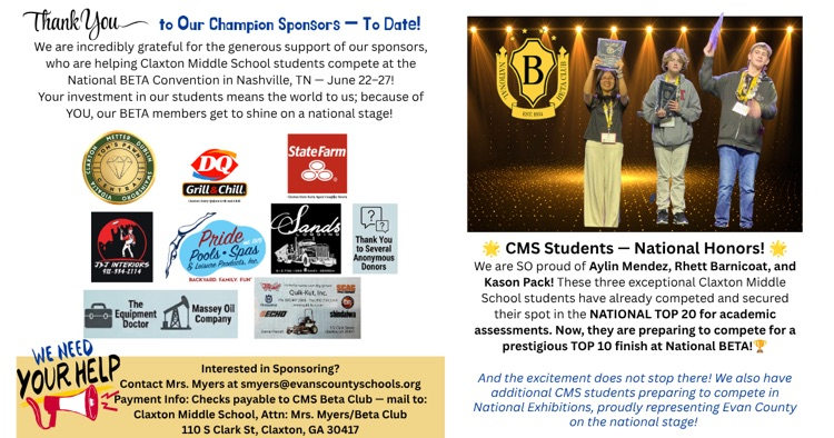 image of National BETA Club students who qualify for competition