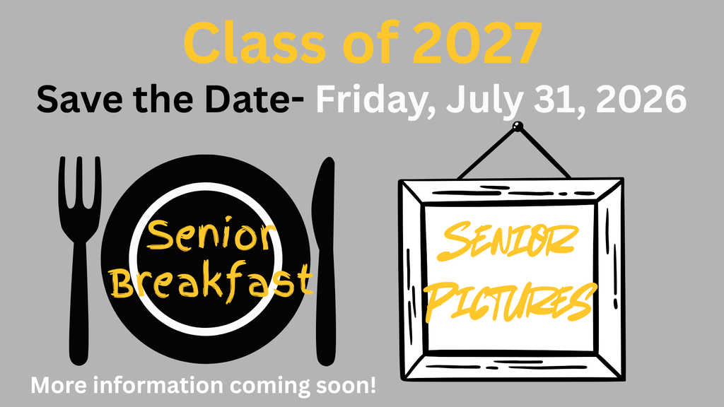 Image showing 📢 ATTENTION CLASS OF 2027: Save the Date! 🗓️🎓 Calling all rising seniors and their families! Please make sure to clear your schedules and save the date for two major milestone events happening before the official return to school. 👉 Friday, July 31, 2026 👈 We will be hosting both Senior Breakfast and Senior Portraits on this date. Important details to note: 1️⃣ Senior Portraits: All specific information, appointment schedules, and portrait requirements were uploaded to the Class of 2027 Google Classroom during the spring semester. Students, please log in to review these details as soon as possible. 2️⃣ Senior Breakfast: Additional information regarding logistics, times, and what to expect will be released later this summer. Stay tuned to our page for updates, check your Google Classroom, and enjoy the rest of your summer break! ☀️🐯 #ClassOf2027 #CHS #SaveTheDate #SeniorBreakfast #SeniorPortraits #ClaxtonTigers