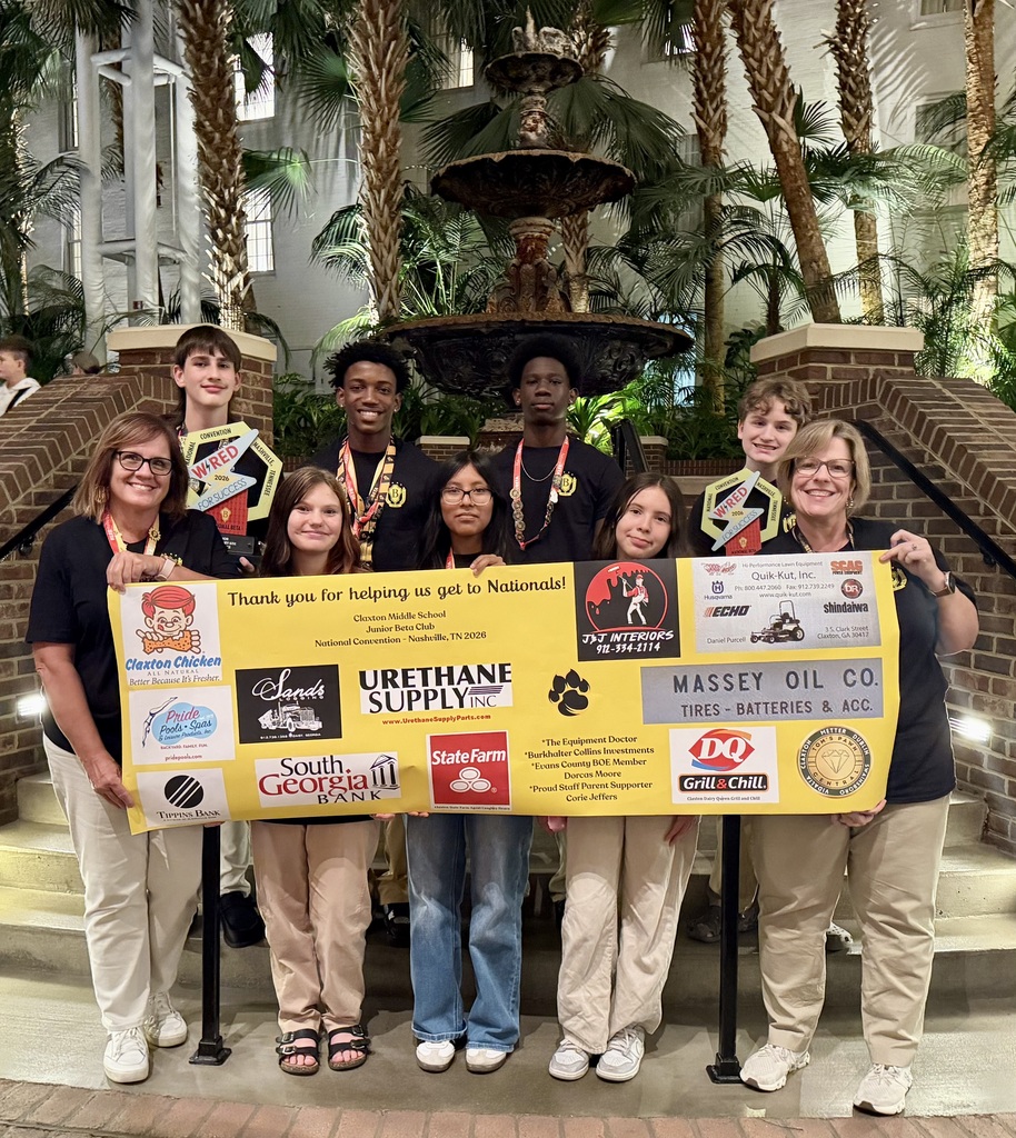 Image showing 🙏 THANK YOU TO OUR AMAZING COMMUNITY SPONSORS! 🙏 Our Claxton Middle School BETA team recently returned home from the National Convention in Nashville with incredible national honors—but none of this would have been possible without the generous support of our community! It truly takes a village, and these local businesses and individuals stepped up to fund this unforgettable trip and invest in our students' futures. Please join us in sending a massive THANK YOU to: 🛠️ J&J Interiors 🚜 The Equipment Doctor 🌱 Quik-Kut Lawn Barn 💎 Tom’s Pawn Central 🪵 Sands Logging 🚗 State Farm / Claxton (Caughey Hearn) ⛽ Massey Oil Company, Inc. 📈 Burkhalter Collins Investments (Rusty Collins) 🧪 Urethane Supply, Inc. 🍦 Dairy Queen of Claxton 🏦 Tippins Bank 🏦 South Georgia Bank 🏊 Pride Pools 🍗 Claxton Poultry Farms 👤 Corie Jeffers 👤 Dorcus Moore 🤫 And a special thank you to our sponsors who wished to remain anonymous! Because of your generosity, our students were able to compete against 9,000 peers from across the country and bring national hardware home to Claxton. We are so grateful for your continued support of our school, our students, and our community! 🐯❤️ #CommunityFirst #ClaxtonBeta #ThankYouSponsors #SupportLocal #TigerPride #ClaxtonGA