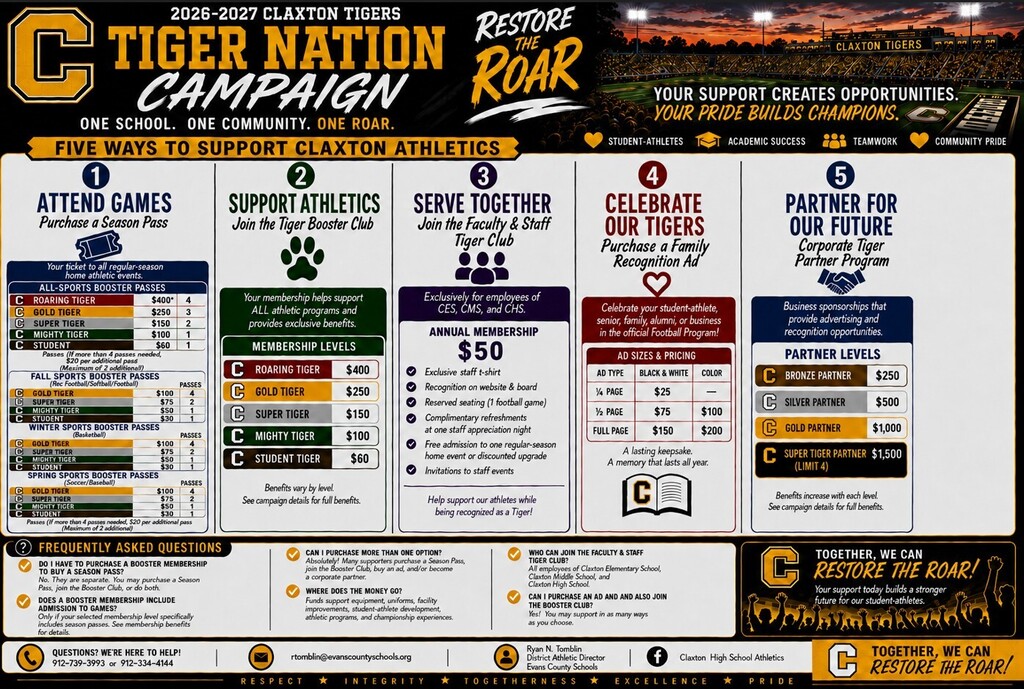 Claxton Tiger Athletic Booster Drive
