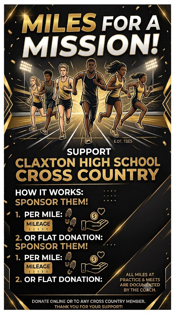 Image showing 🏃♂️💨 CHS CROSS COUNTRY: MILES FOR A MISSION! 👟🐅 Our CHS Cross Country team is hitting the ground running for a great cause, and they need Tiger Nation behind them! From August 17th through September 4th, our runners are putting in the work for their Miles for a Mission fundraiser. Every stride they take brings our athletes closer to their goals—showing what happens when a community moves together with one purpose! 🖤💛 🤝 How to Support: See any CHS Cross Country team member to learn more or make a donation. Every bit helps push our Tigers across the finish line! One team, one stride, One Roar! 🐅⚡ Once a Tiger, always a Tiger! #OneRoar #ClaxtonTigers #CHSCrossCountry #MilesForAMission #TigerAthletics #OnceATigerAlwaysATiger #ClaxtonGA #TigerPride